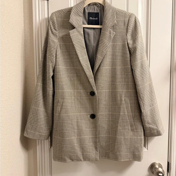 Madewell The Dorset Blazer in Galloway Plaid Grey and White size XS - Picture 5 of 13